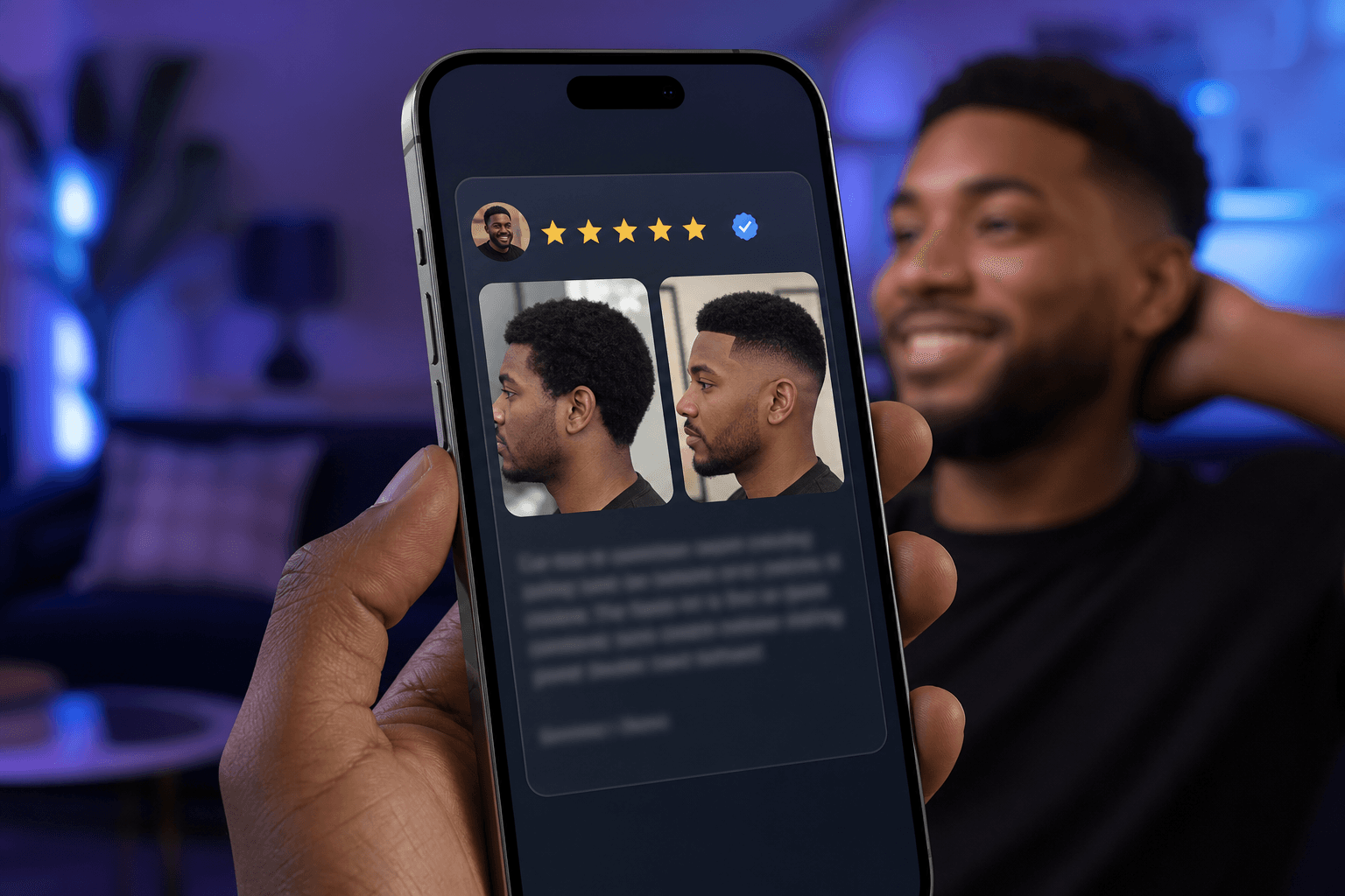 Verified review with before-and-after photos and five-star rating